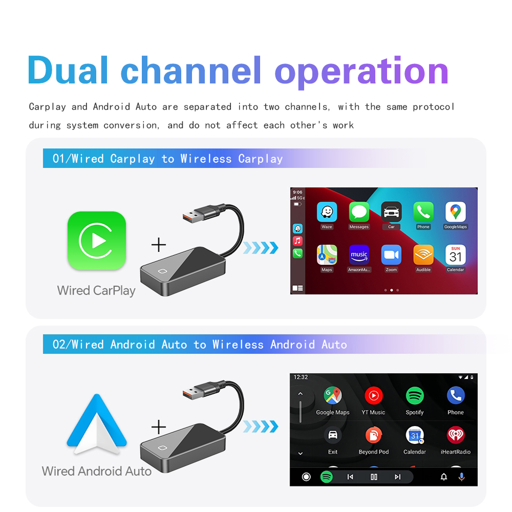 Oppgradert mini  c3 trådløs carplay-adapter i aluminiumslegering, trådløs android-autodongle, plug and play, bt wifi, automatisk tilkobling