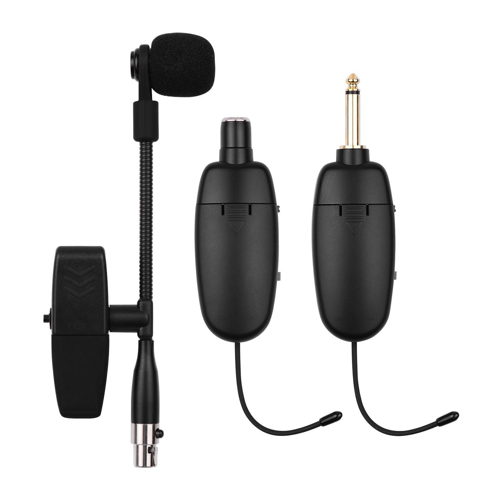 UHF Wireless Clip on Instrument Microphone for Saxophone Trumpet