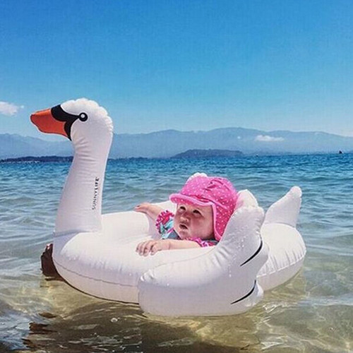 0-4 år gammel flamingo baby sæde flyde svømning pool fest svømning ring børn swimmingpool: Hvid
