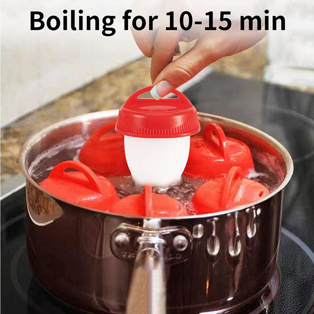 Cuiseur à œufs antiadhésif en Silicone, 3/6 pièces, chaudière à œufs, paquet d'œufs durs, moule, tasses pour le petit déjeuner, outils de cuisine