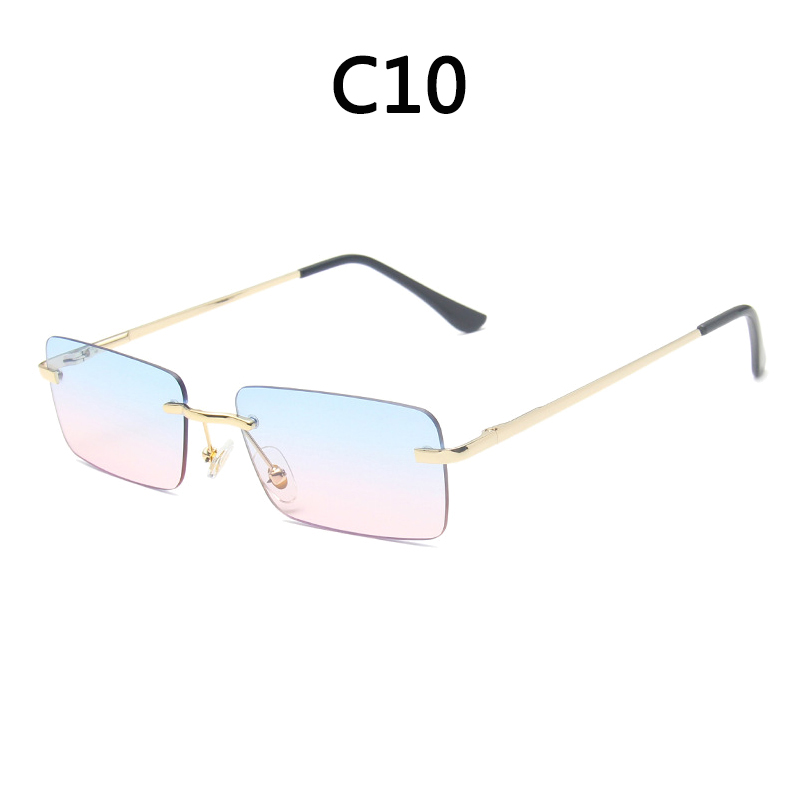 BOYSEEN Randlose Brille Mann Stilvolle Sonnenbrille Frau Rosa Blau Brillen UV400 Farbverlauf Sonnenbrille: Silber