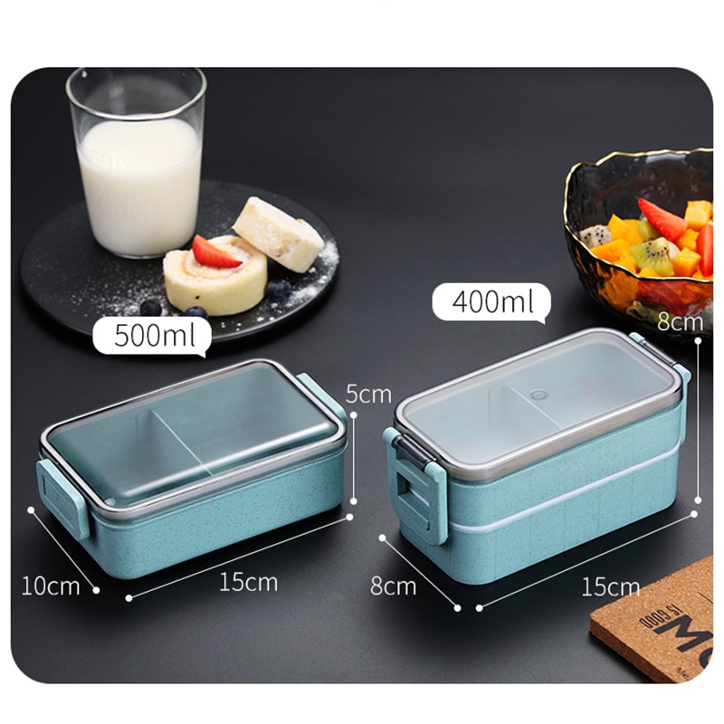 Microwave Bento Box Wheat Straw Child Lunch Box Japanese Dinnerware Leak-Proof Bento Lunch Box For Kids School Food Container