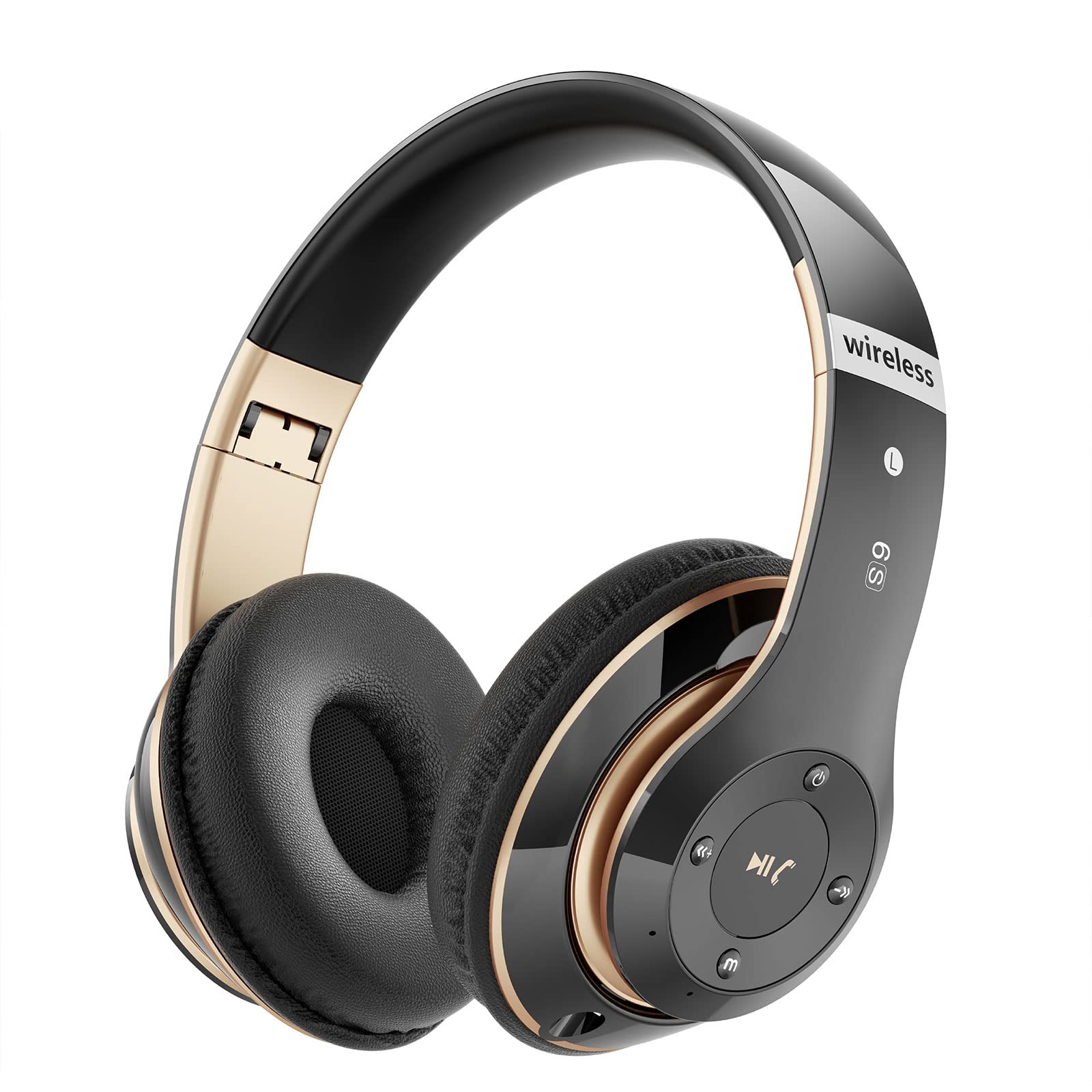 Bluetooth-Kopfhörer über Ohr, 6s faltbare kabellose Kopfhörer mit 6 eq-Modi, 40 Stunden Spielzeit Hifi-Stereo-Headset mit Mikrofon: Schwarz