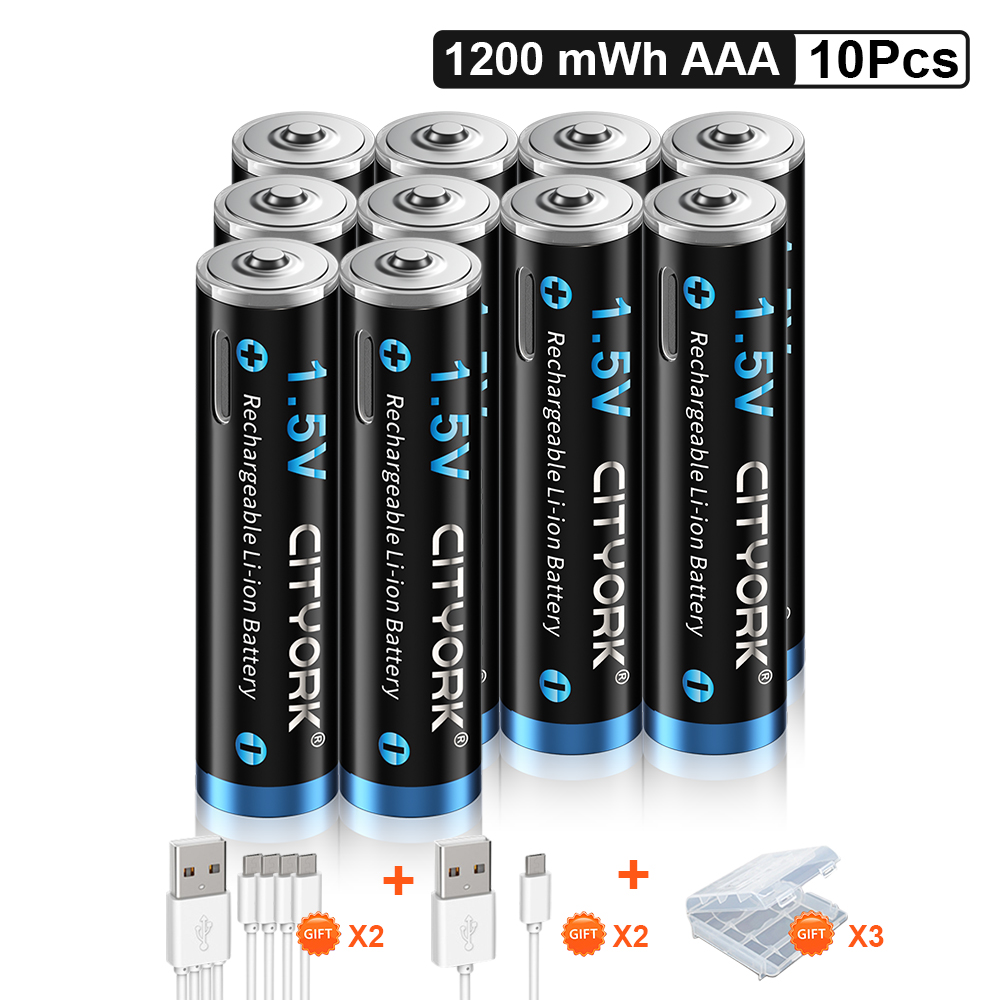 Reale Kapazität 1200mwh 1,5 v usb aaa Lithium-Akku aaa Lithium-Ionen-Akku + USB-Kabel niedrige Selbstentladung aaa Batterie: Blau