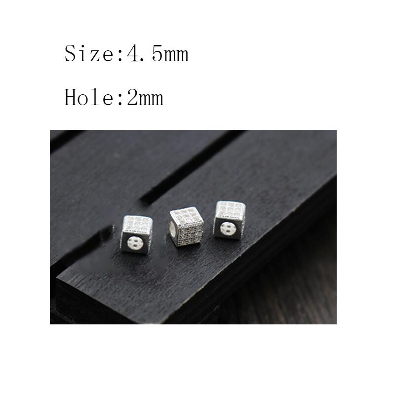 100% 925 Sterling Silver Spacer Beads With AAA Zircon Pretty Gold Color Charm Silver Beads DIY Jewelry Making Bracelets Findings: 1 silver