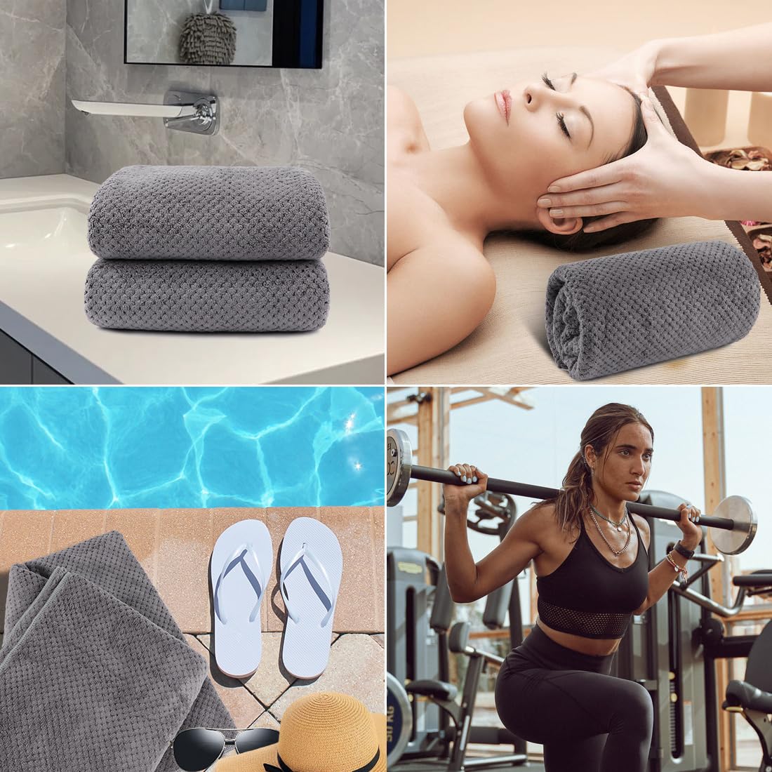 Set van 2 microvezel handdoeken: ultra absorberende badhanddoeken, zachte handdoeken voor in de badkamer, sneldrogende washandjes voor lichaam, sport, spa en yoga.