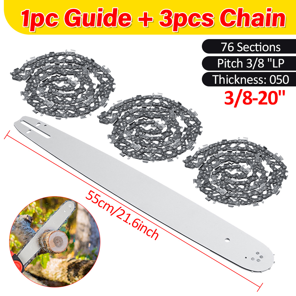 20 Inch Chain Saw Chain Guide Bar+1/2/3 Saw Chains 3/8 76DL 63" For STIHL MS290 MS291-310-340-360-380-391-440 Garden Tool