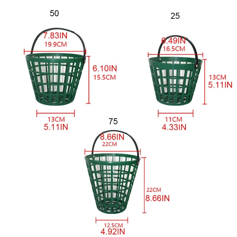 Portable Golf Ball Basket Green Durable Nylon Golfball Container with Handle PXPF