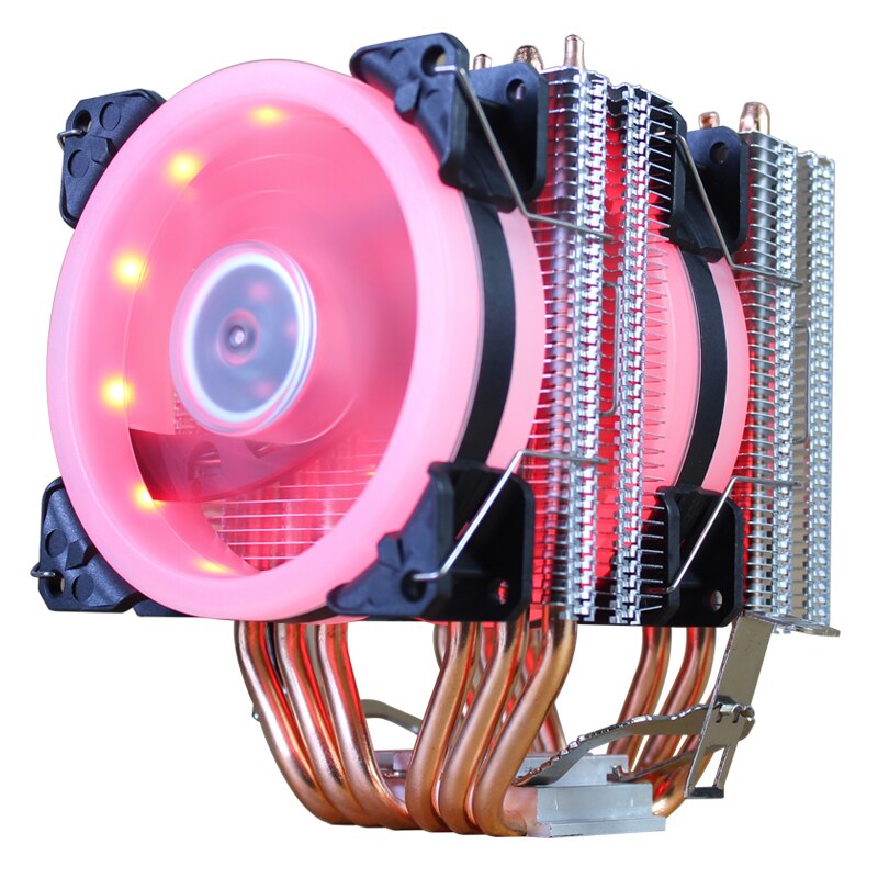 CPU Cooler 6 Heat-Pipes Dual-Tower Cooling 9cm RGB Fan LED Fan Support 3 Fans 3PIN CPU Fan For AMD And For Intel: 2 Fan LED 4pin Red