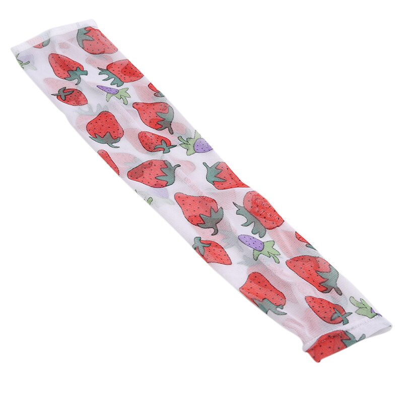 Mangas de seda hielo al aire libre transpirable secado rápido UV protector solar manguito ciclismo Dedo Largo de seda fría mangas de brazo de verano: Strawberry