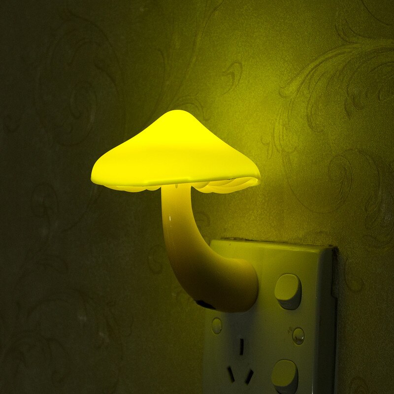 LED Night Light Mushroom Lamp Light Fun Christmas For Children Light-controlled Sensor EU US Plug Luminous Toys