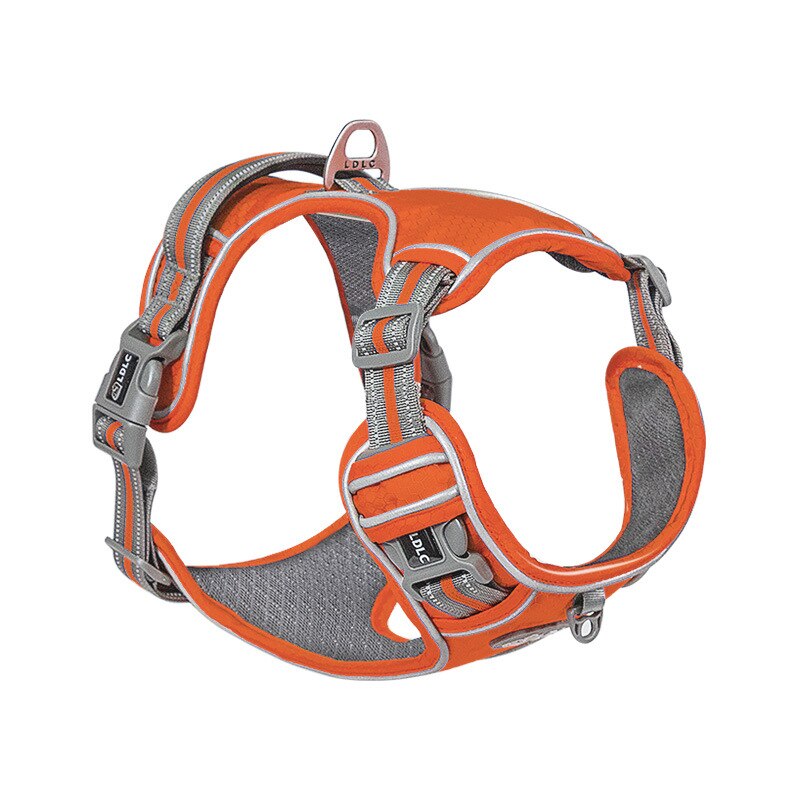 Nylon Pet Chest Harness for Large Dogs Vest with Carry Handle Reflective No Pull Fit German Shepherd Bulldog Collar Accessories: Orange / S