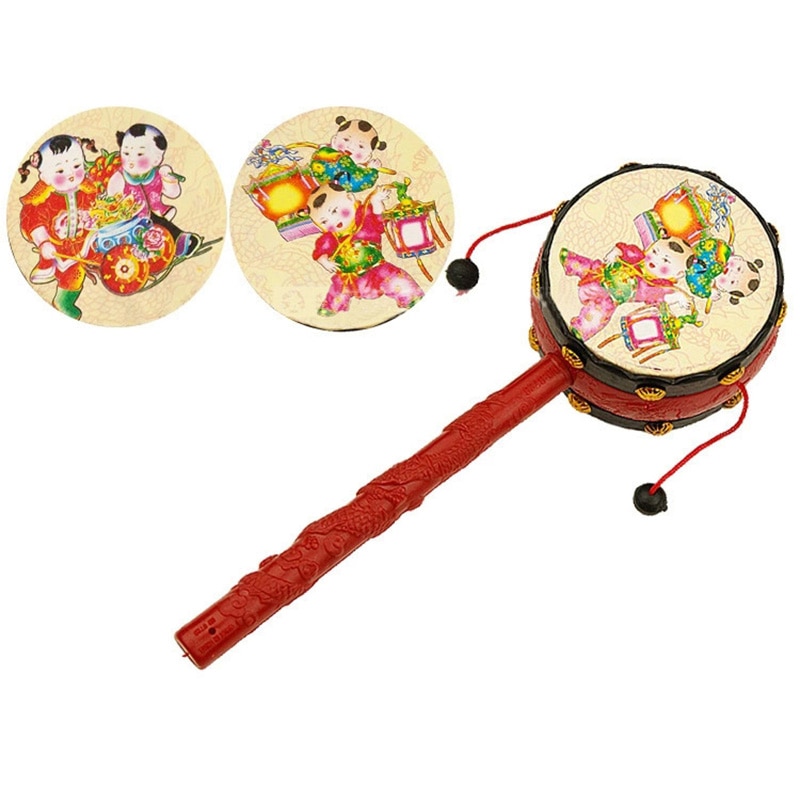 3 Pcs Chinese Traditionele Rammelaar Drum Roterende Speelgoed Educatief Voor Kinderen Kids