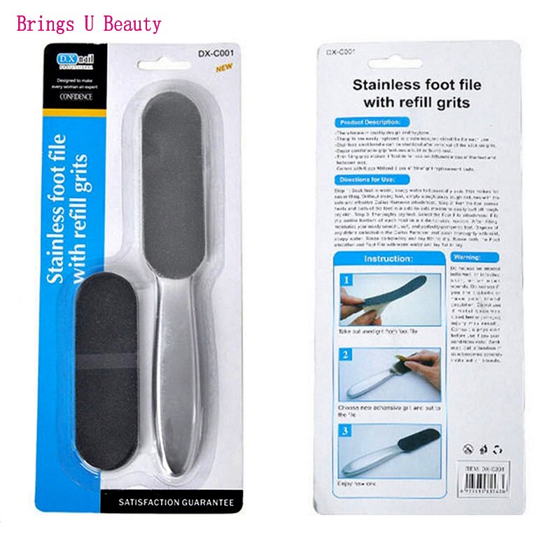1 Set 21Cm Pedicure Voetverzorging Roestvrij Metalen Handvat En 10 Stuks Van Grof Grit Fijne Korrel Schuren Doek voetrasp En Bestanden Refill: WHITE