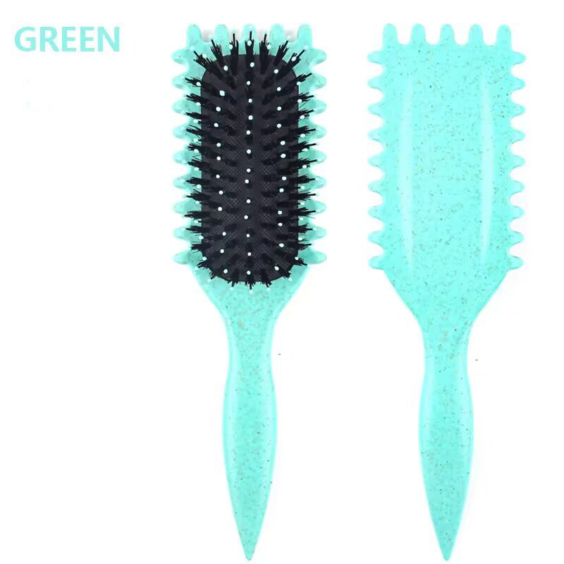 1 pz definizione dei capelli ricci spazzola per lo messa in piega rimozione delle rughe spazzola per capelli groviglio pettine per capelli ricci bagnati messa in piega strumento per capelli ricci: verde
