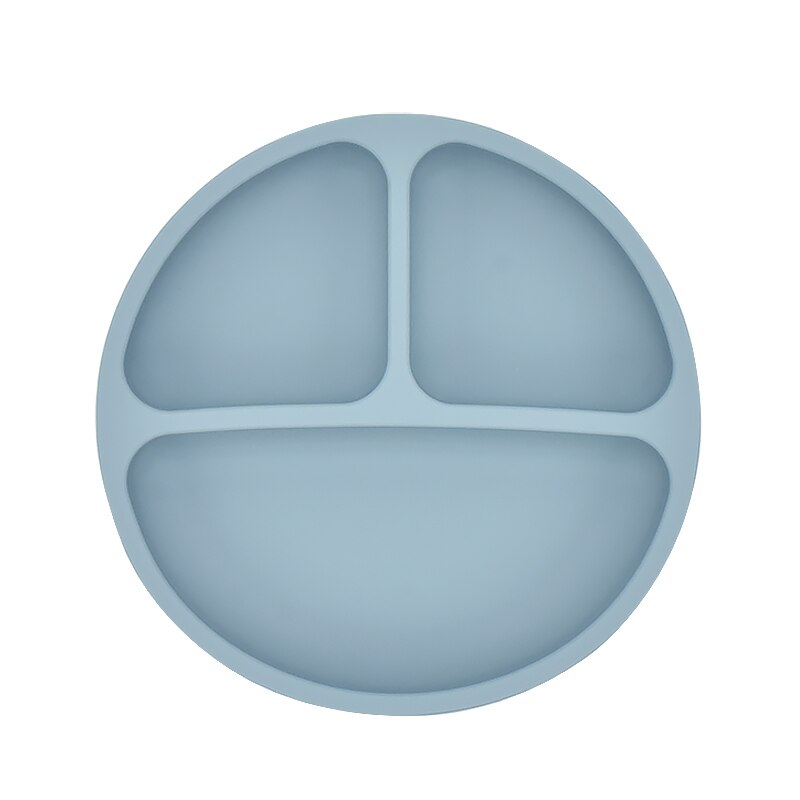 Assiette à manger en Silicone pour bébé, solide, mignon, dessin animé, vaisselle de pour bébé, formation, vaisselle, bol d'alimentation pour enfants: Grey Blue