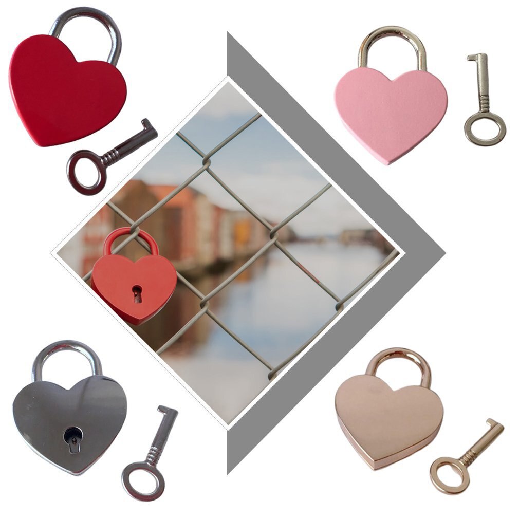 Cadenas en forme de coeur Vintage vieux Style Antique Mini cadenas avec serrure à clé pour voyage boîte à bijoux de mariage journal intime livre valise