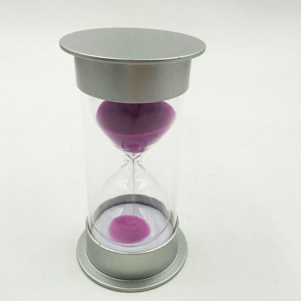 Simple Cylinder Sand Hourglass 30 Minutes Sand Timer Sandglass Hourglass (Silver and Blue)