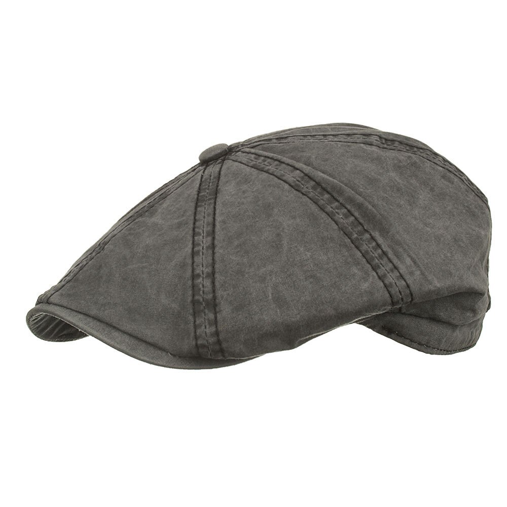 Bonnet plat noir pour hommes et femmes, béret décontracté en coton, couleur unie, 2022: Black