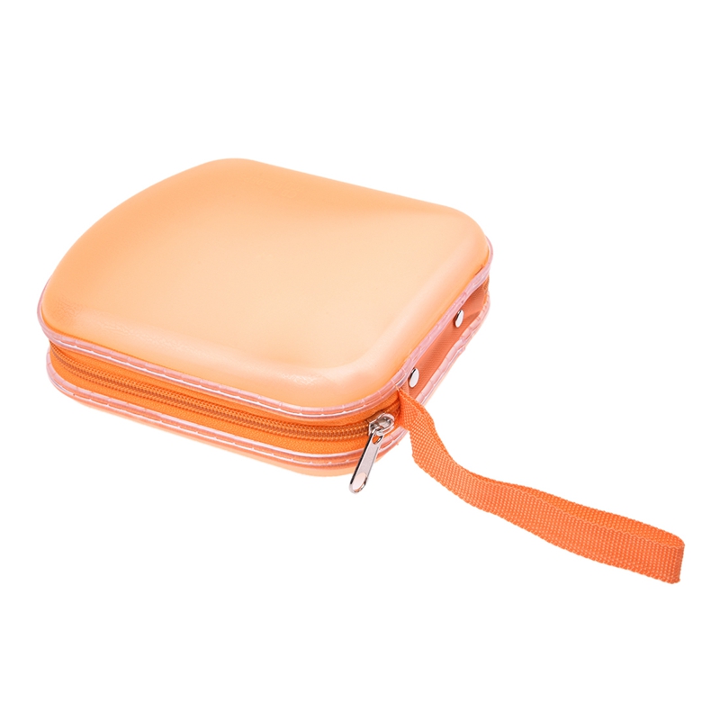 RISE-2 Pcs 40 Disc CD DVD VCD DJ Storage Media Holder Sleeve Case Hard Box Wallet Carry Bag, Orange &amp; Black