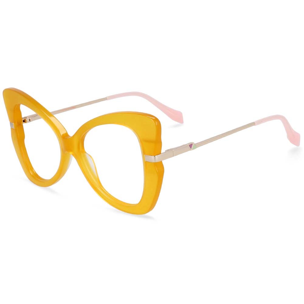 54326 Retro Big Frame Acetate Metal Mixed Frame Glasses Ladies Trend Butterfly Frame Computer Glasses Frame: C3orange