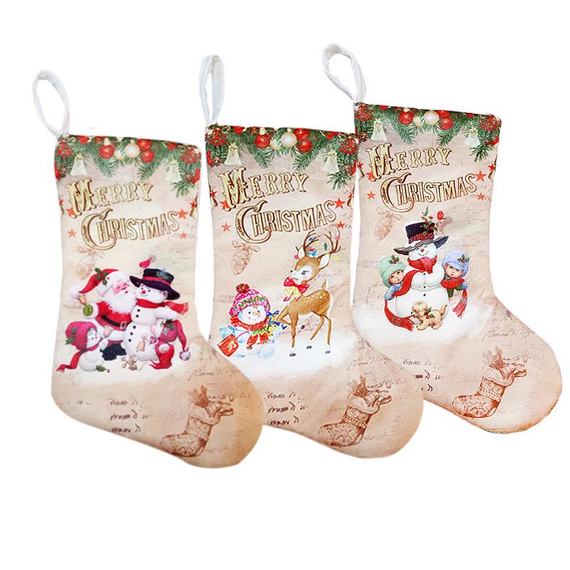 Kerstversiering Kerstman Sneeuwpop Elanden Sokken Kerstsok Bag Snoep Boom Opknoping Ornamenten Nieuwjaar Navidad