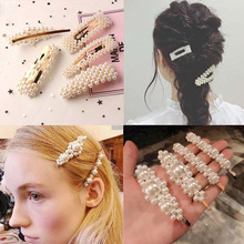 Pearl Hair Clip for Women Girl Korean Snap Barrette Stick Hairpin Hair Styling Accessories