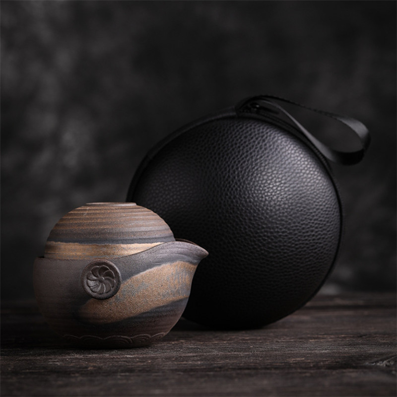 Ceramic Handmade Tea Set Including 1 Pot + 2 Cups Retro Teapot Pottery Office Teacup Travel Portable Kung Fu Kettle: Default Title