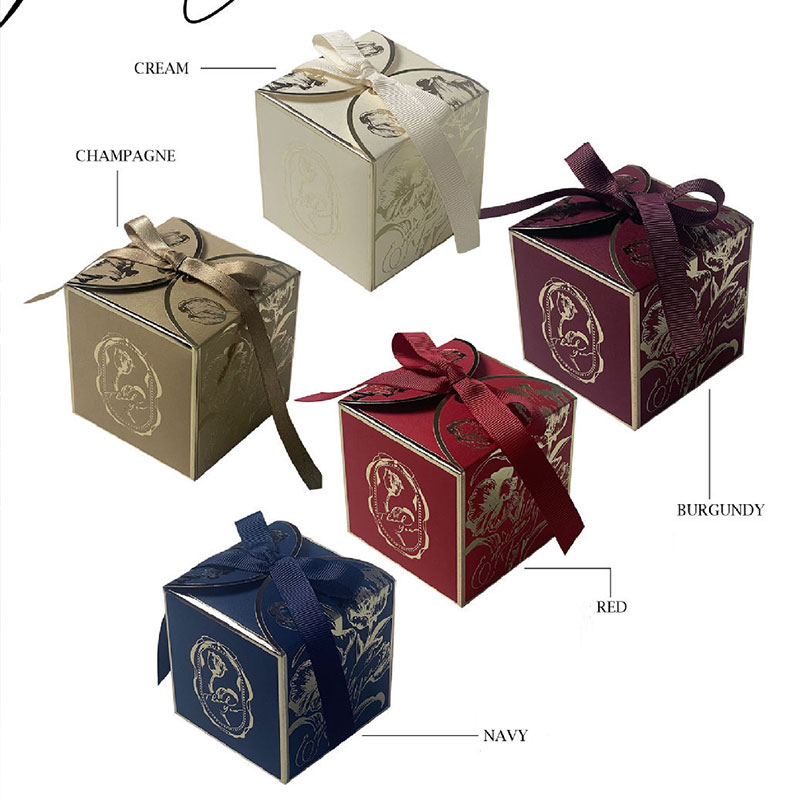 Boîte à sucre française légère de luxe, 10 pièces/lot, bonbons dorés couleur Champagne, boîte à bonbons de mariage, boîte en papier d'accompagnement de mariage