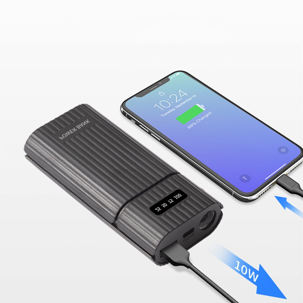 Diy 18650 21700 Batterij Power Bank Kit Doos Met QC3.0 Usb + Type C Pd Output Led Zaklamp Mobiele Lader voor Mobiel