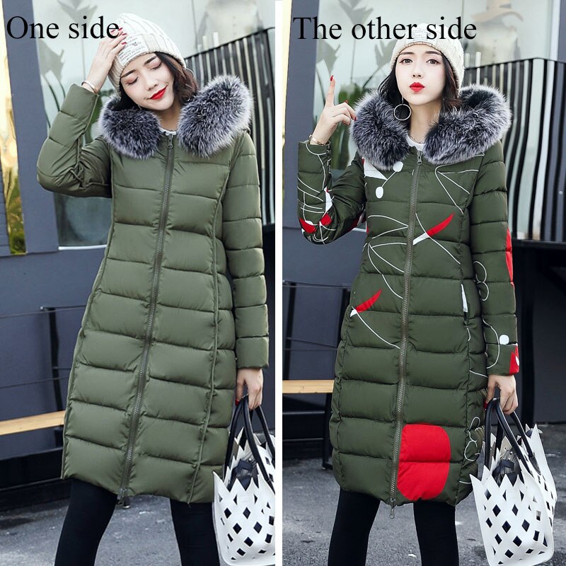 Winter dames capuchonjas met bontkraag, dikke warme lange jas, dames, plus size 3xl , bovenkleding, parka, dames, chaqueta feminino: Legergroen / M