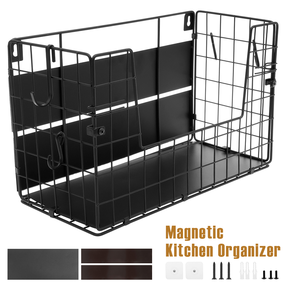 Panier de rangement à grille suspendue, organisateur de cuisine magnétique en métal, support de rangement de fruits et légumes de grande capacité pour comptoir de réfrigérateur domestique