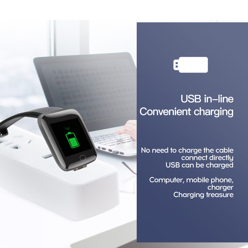 116Plus Smart Wristband Fitness Activity Tracker Heart Rate Monitor Message Reminder Blood Pressure Smart Band