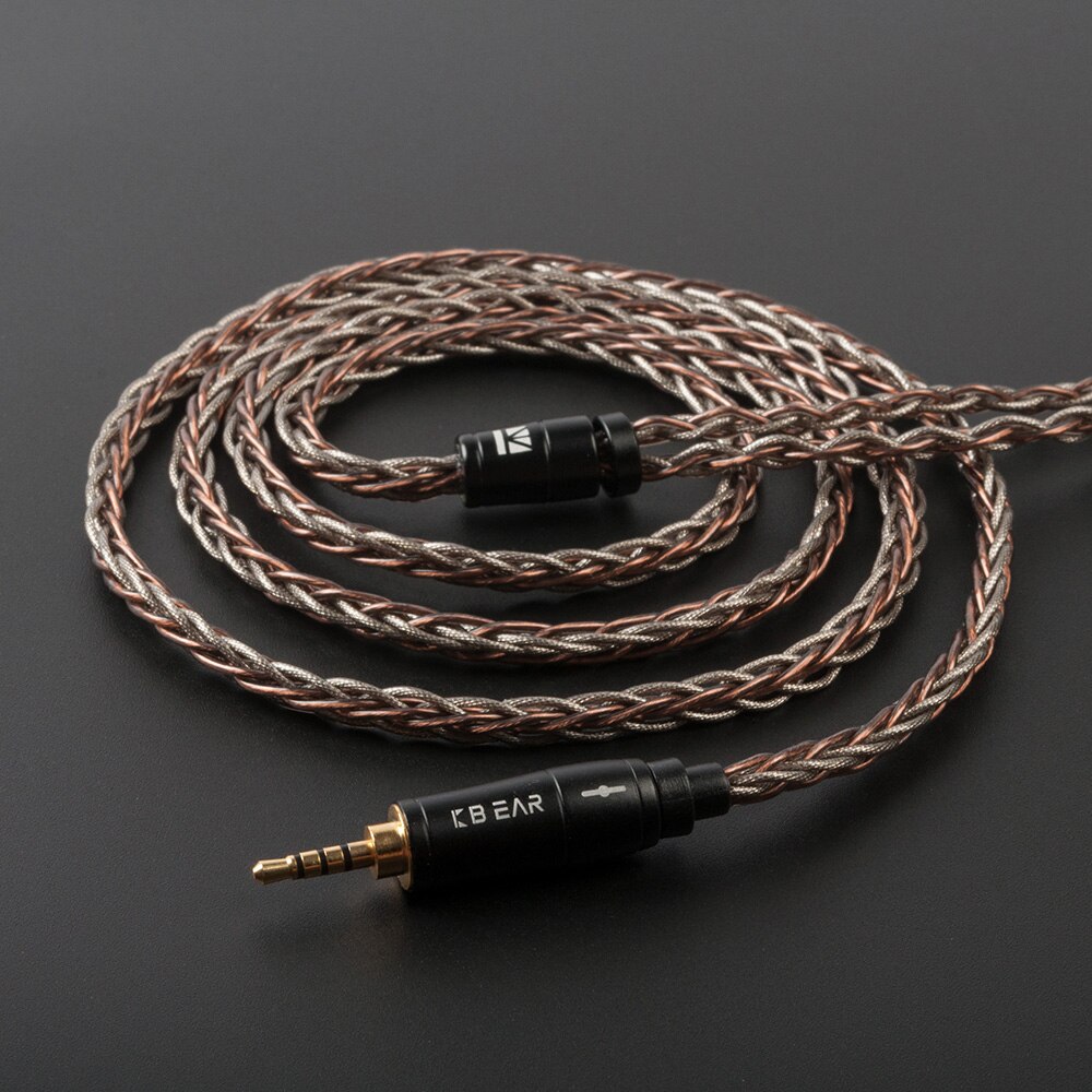 KBEAR Rhyme 8 core UPOCC single crystal copper cable 2pin/MMCX/QDC/TFZ with 2.5/3.5/4.4 connector Earphone cable KBEAR KS2: 2 pin 2.5mm