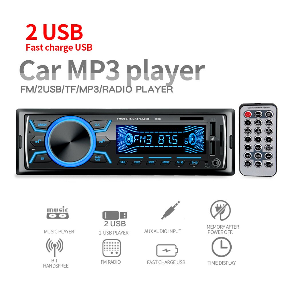 Mehrfarbiges lcd-display,  dc12v- in-1-autoradio mit bluetooth ,  mp3- player-fm-radio, aux-musikwiedergabe und freisprechfunktion