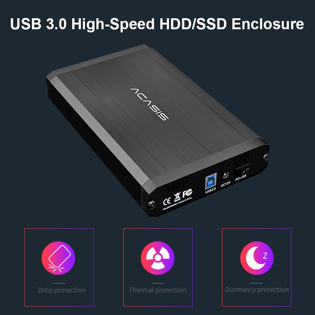 Aluminium 4Tb Usb 3.0 Hdd Mobiele Box Case 2.5/3.5 Inch Sata Harde Schijf Schijf Externe Behuizing voor Desktop Pc