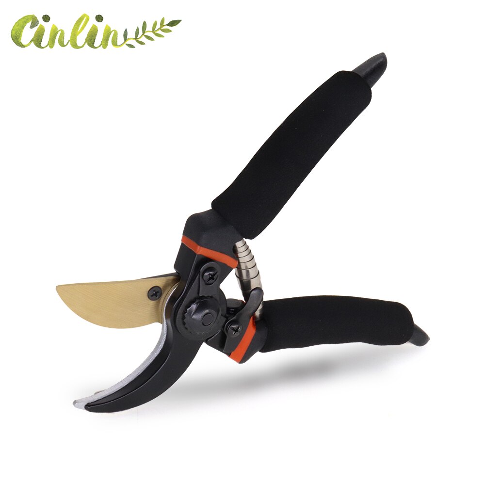8" Premium Titanium Bypass Pruning Shears PVC Ergonomic Hand Sponge Handle Protector Pruners Home Garden Supplies