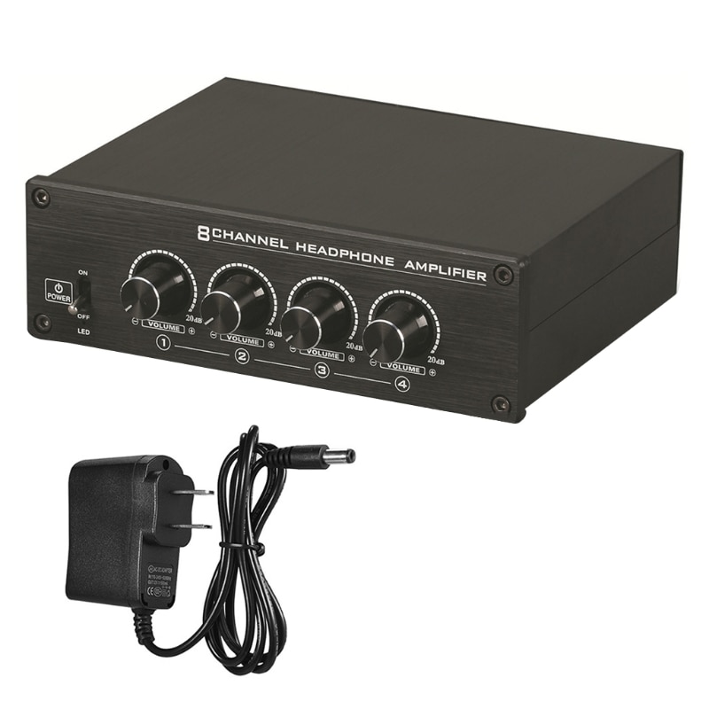 HA800 Ultra-Compact 8 Kanalen Mini -Audio Stereo Headset Hoofdtelefoon Versterker Met Power Adapter