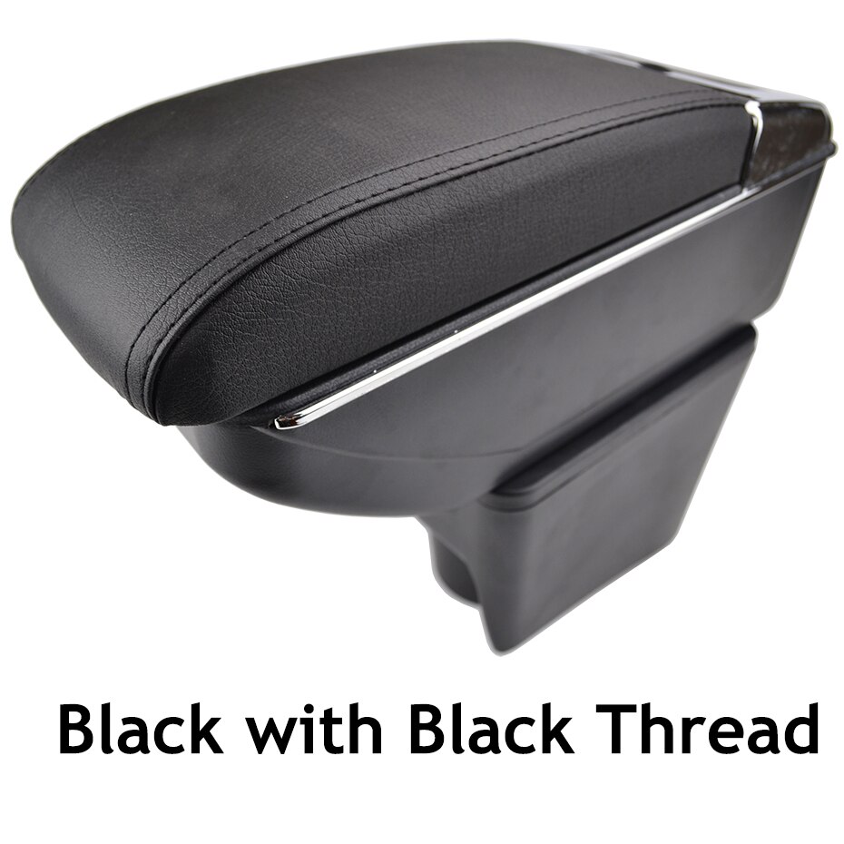 Voor Volkswagen Polo Mk5 6R Vento Dual Layer Armsteun Armsteun Center Middenconsole Opbergdoos Lade: Black Thread