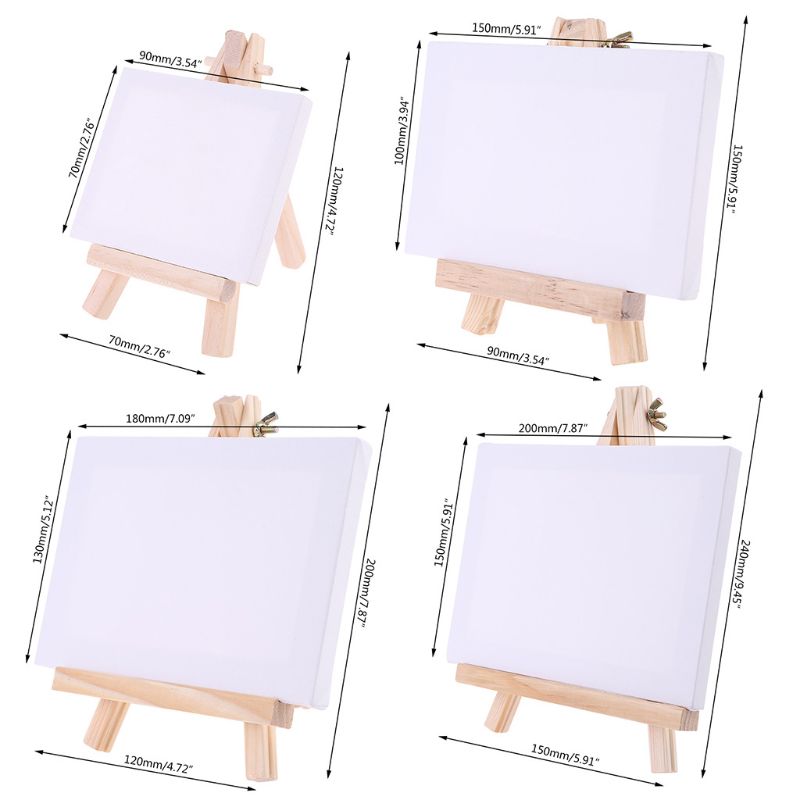 Mini caballete de 5 pulgadas para artistas, conjunto de Mini lienzo para pintar, manualidades para niños, dibujo DIY, pequeño caballete de mesa para la escuela 4 Uds.