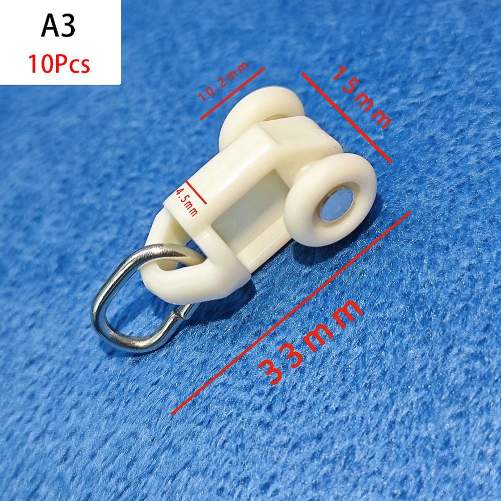 10Pcs Straight Curved Track Rollers Curtain Wheels Rail Curtains Hook Ring Slider Furniture Hardware Curtain Rod Pulley: Red