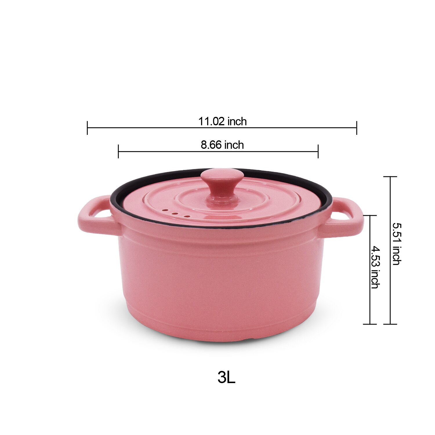 3L Ceramic Cookware Colorful Korean Casserole With Lid Ceramic Tureen Soup Open Fire Earthen Pot Cooking Pot: Pink