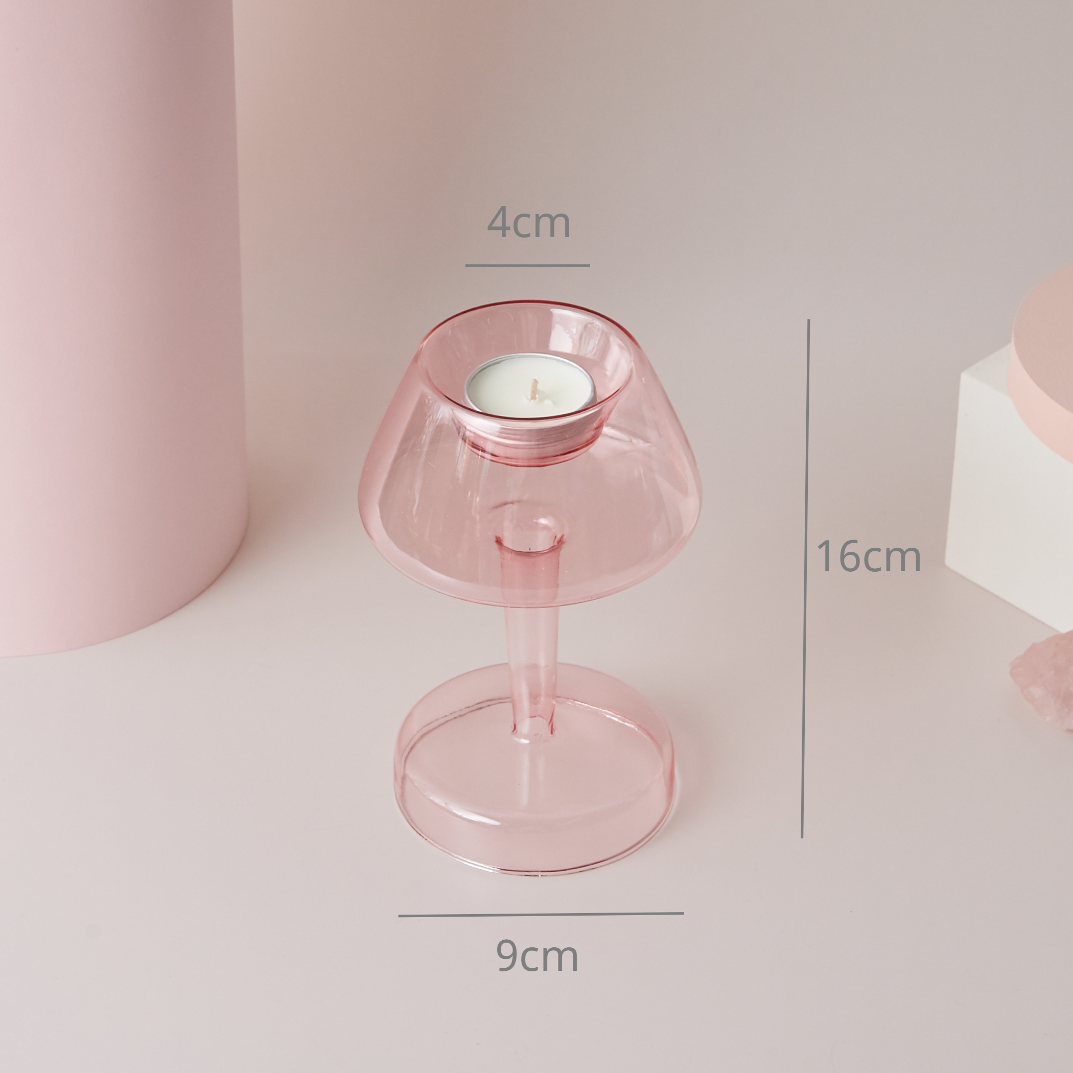 1pc Pink Glass Candle Holder Taper Candles Candlesticks Holder Wedding Table Centerpieces Nordic Home Decoration Vases