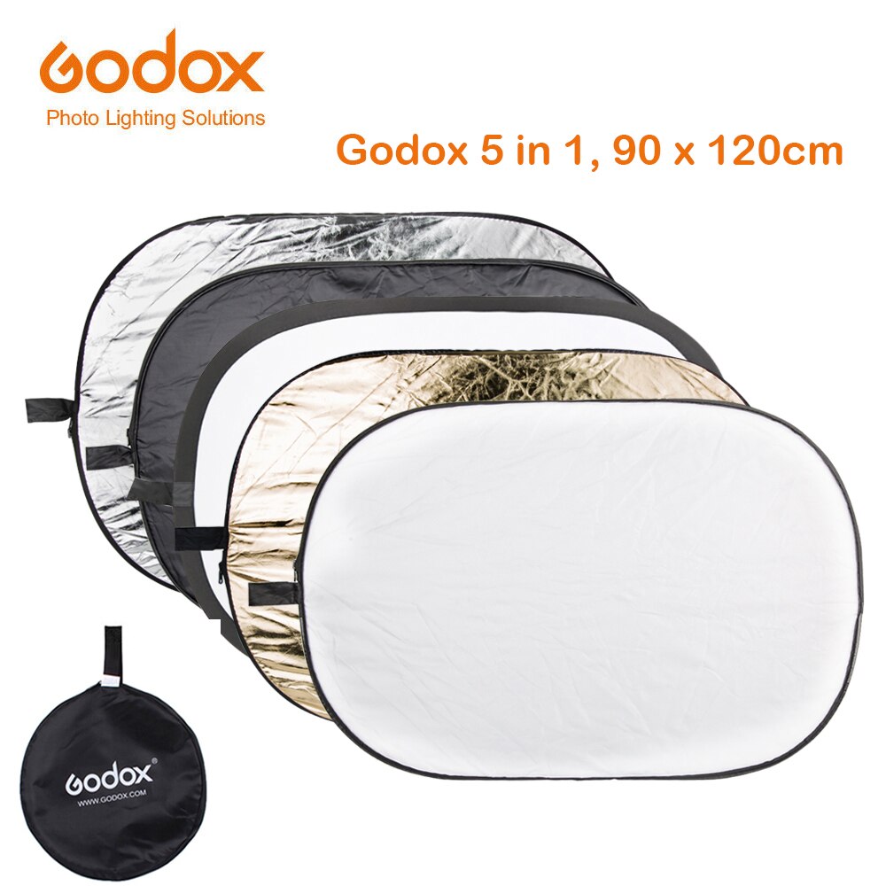 Godox 5 In 1 90*120 Cm Achtergrond Boord Ronde Rechthoek Reflector Inklapbare Verlichting Diffuser Disc Zwart Zilver Goud wit