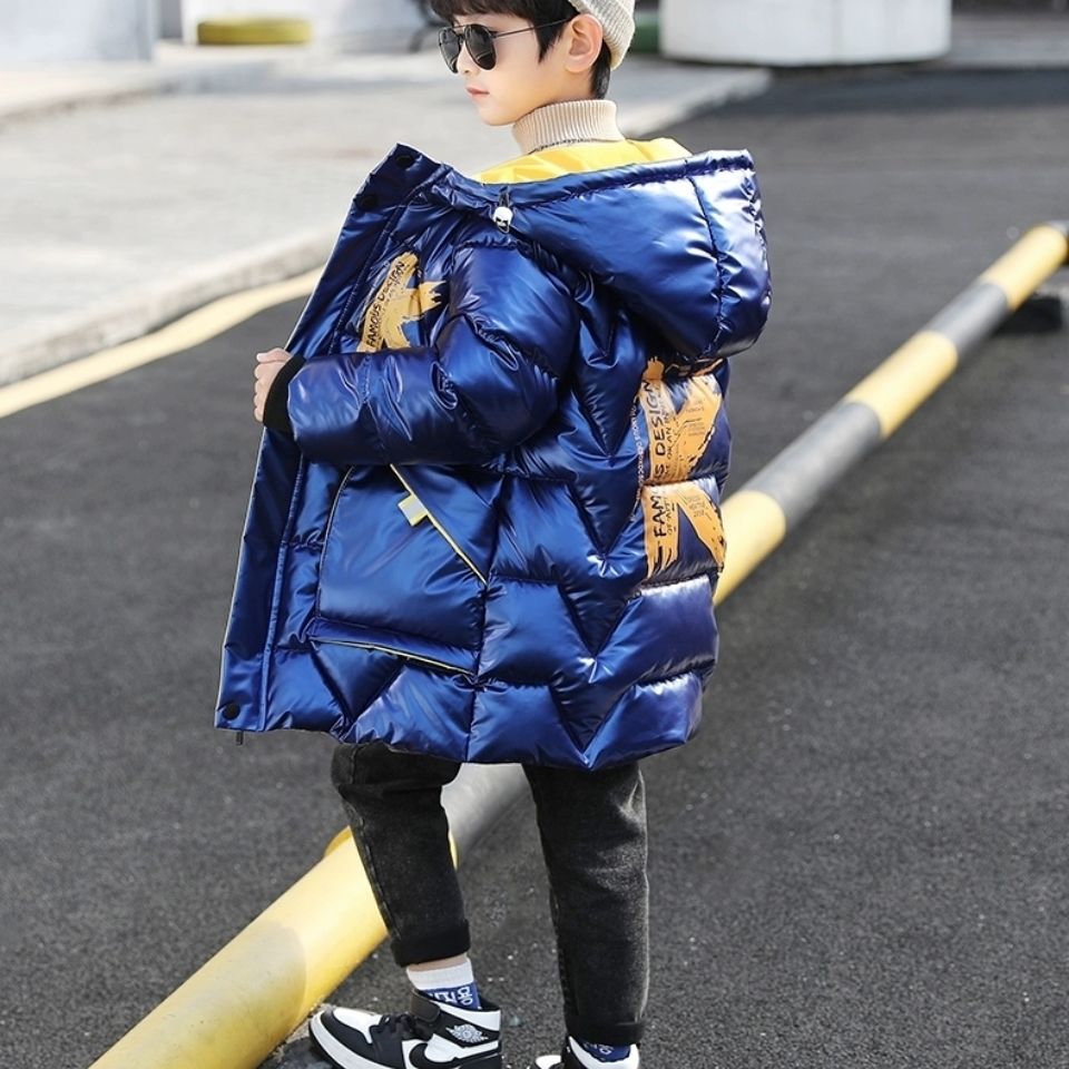 Menino inverno parka acolchoado jaqueta engrossado longo crianças acolchoado casaco com capuz casual adolescente crianças plus cashmere roupas para crianças