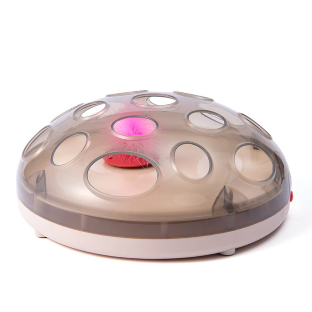 Interactive Electric Turntable Funny Toys For Cats Feather Teaser Rechargeable Maglev Bouncing Catching Kat Game Complexes: Pink