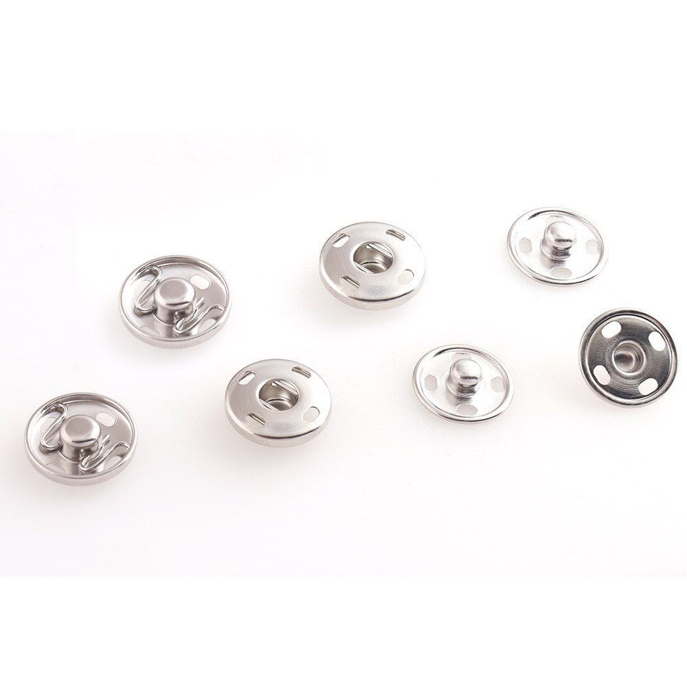 Round Sew-on Snap Button Silver Poppers Snap Fasteners Press Sewing Leather Craft Copper Press Studs Spring Metal Snap 17mm 10pc