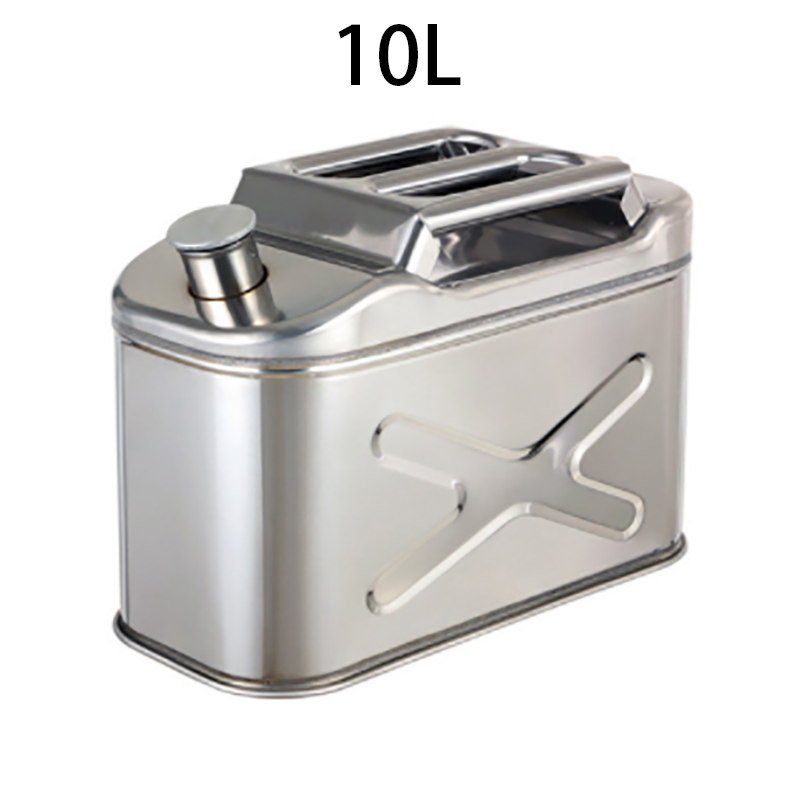 Tanque de combustible de acero inoxidable 201, 5L, 10L, almacenamiento de gasolina, aceite, Gas Jerrycan, coche, motocicleta, camión, jarras de combustible con tubería de aceite: 10L