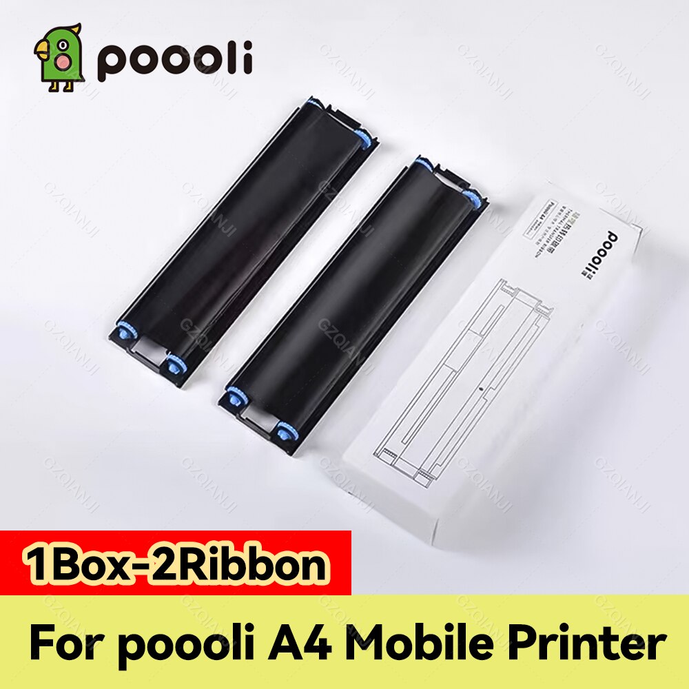 Poooli Thermal Transfer A4 Printer Consumables Ribbon 2 Rolls/box Compatible with Poooli A4 offical Document Printer