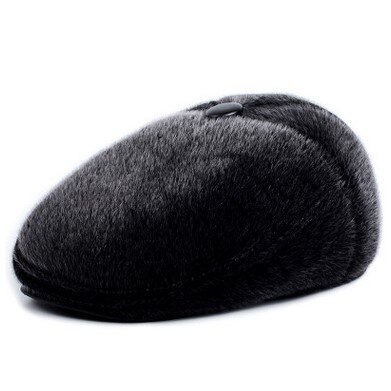 Siloqin hat efterår og vinter stil middelaldrende ældre fremad cap baretter gorras tykkere ørebeskyttere varm hat egnet til far: Grå / Xl 58-59cm